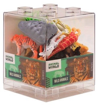 Animal World 10 Delige Wilde Dieren set in Stapelkubus 3+