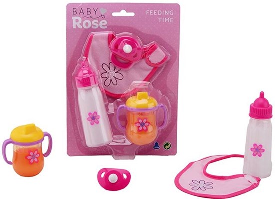 Baby Rose Poppen Accessoires set Feeding Time 4dlg 2+  