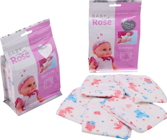 Baby Rose 5 Poppen Luiers voor 40-45cm Poppen  