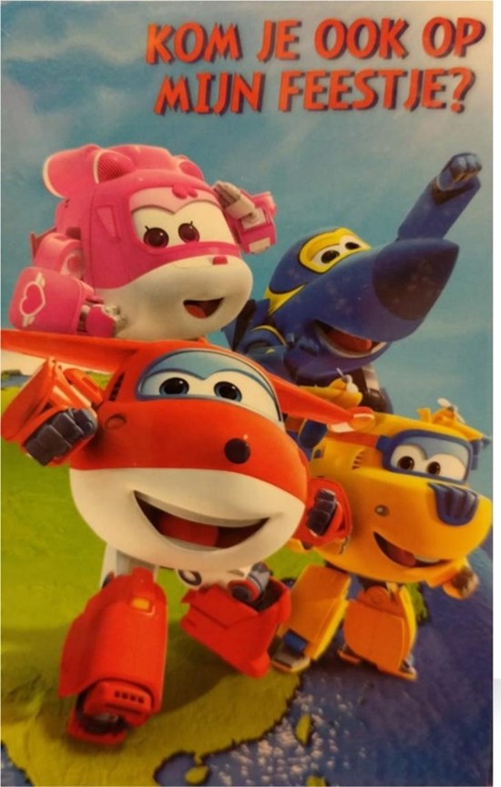 Super Wings 6 Uitnodigingen met Envelop 