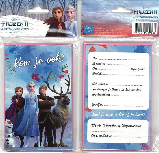 Disney Frozen II Uitnodigingen met Envelop 6stuks 