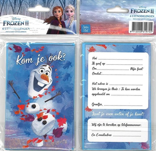 Disney Frozen II Uitnodigingskaarten 6stuks