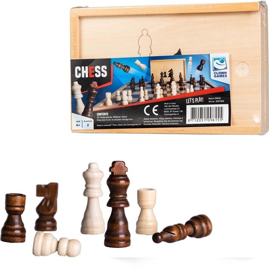 clown games Schaakstukken King Size 6cm in Houten Kist 
