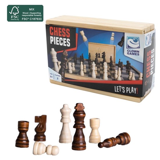 Clown Games Schaakstukken Hout FSC in Kist 