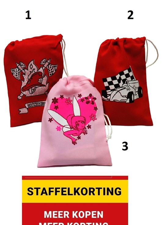 Knikkerzak met Diverse Prints assorti kleuren 