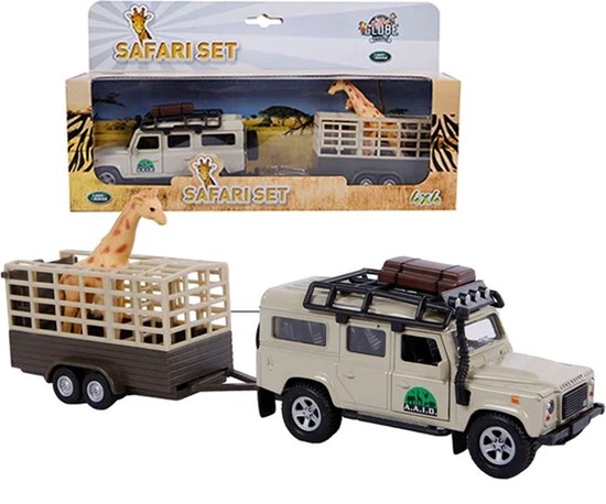 Kids Globe Land Rover Safari met Giraffe en Aanhangwagen