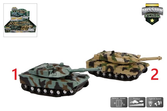 2-play Mission Control Militayry Tank Frictie Licht en Geluid assorti 18cm 