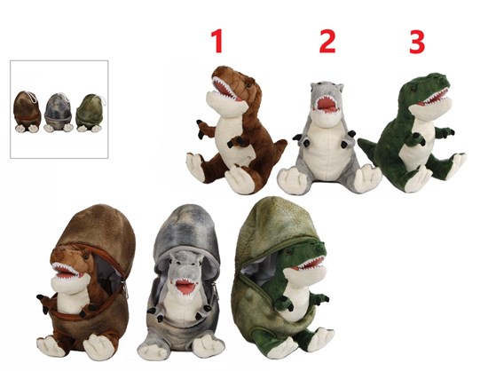 pluche Dinosaurus in Ei ass.kleuren circa 22cm 