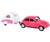 Welly VW Beetle met Caravan Retroset  free wheel 21cm roze