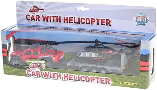 Kids Globe Terreinwagen met Trailer en Helikopter