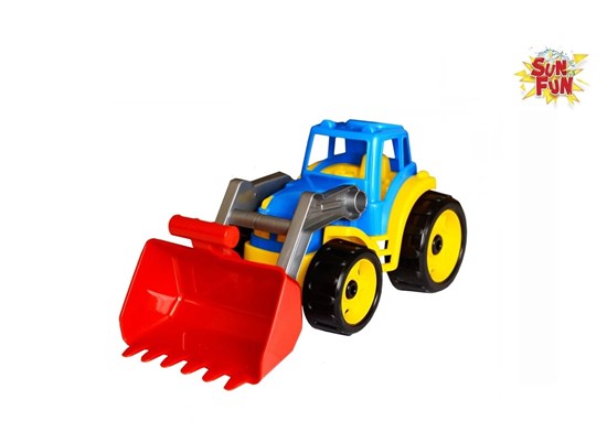 Sun Fun Tractor met Shovel Geel/Blauw 36x16x16cm 