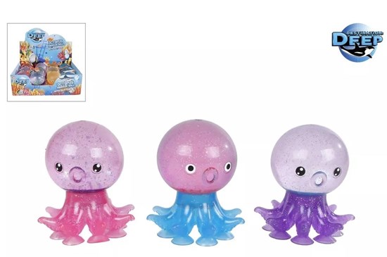 Destination Deep Octopus Glitter Knijpbal met Zuignappen