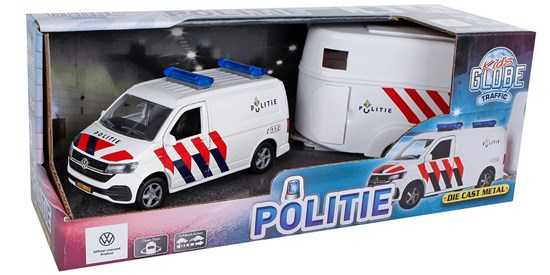 Kids Globe Volkswagen Transporter Politie met Paardentrailer circa 27½ cm  