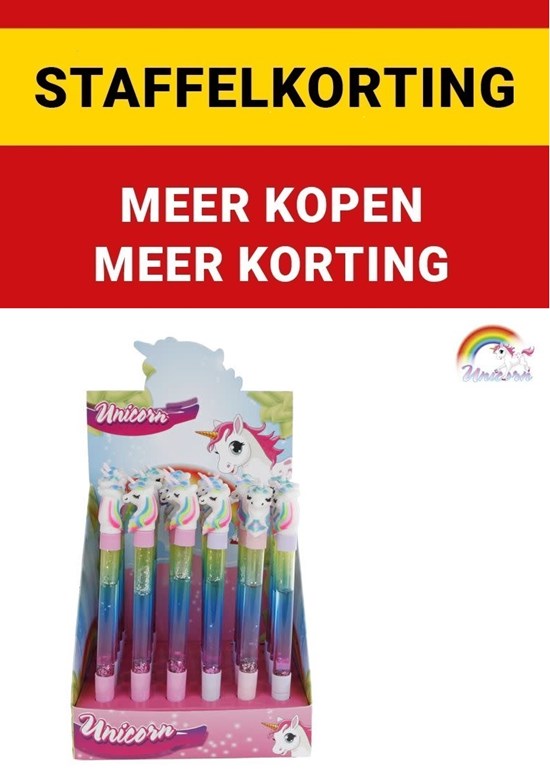 Unicorn Balpen met Glitters 15cm  