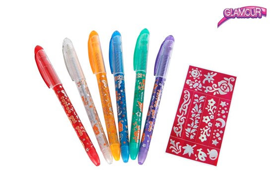 Glamour Glitter Tattoo Pennen 6stuks 