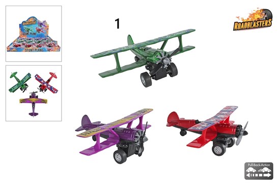 Roadblasters Stunvliegtuig met Frictie circa 11cm assorti 