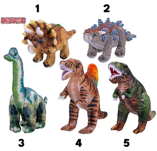 DinoWorld Pluche Dinosaurus assorti circa 33cm 