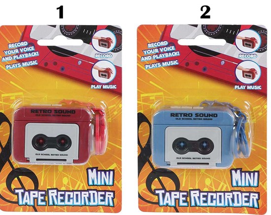 Sleutelhanger Cassette Recorde met Opname Functie assorti 