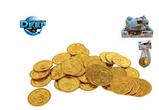 Destination Deep 'GOUDEN"Munten circa 40 stuks in Netje 