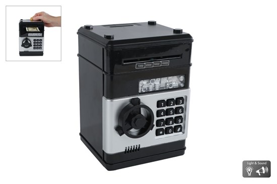 spaarpot Geldkluis met Geheime Code en Licht & Geluid 19½cm Zwart 