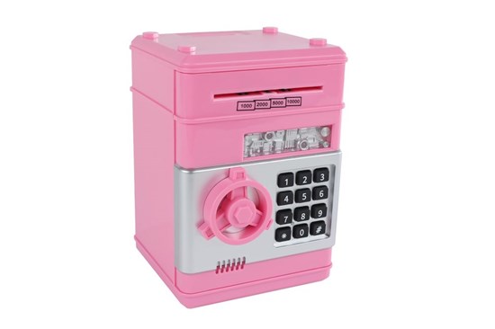 spaarpot Geldkluis met Geheime Code en Licht & Geluid 19½cm Roze 