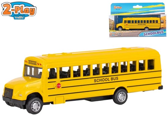 2-Play Amerikaanse Schoolbus Frictie Geel circa 14cm 