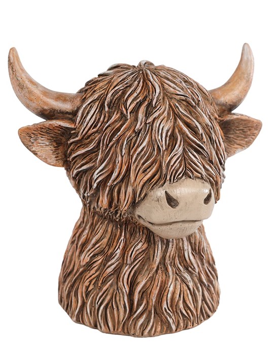 Spaarpot Highlander Bruin polystone circa 11x11x12cm