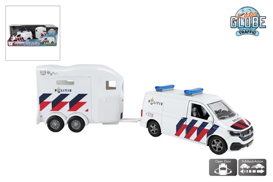 Kids Globe VW Transporter Politie met Cheval Liberte Paardentrailer NL circa 28½cm 