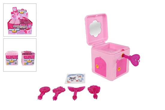 Surprise Box 4 Deurtjes/5 Sleutels Roze 5x5x5cm Assorti  