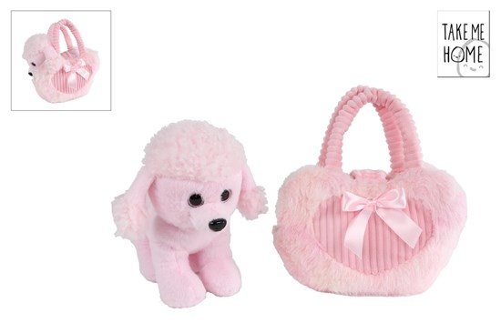 Take Me Home GROTE Pluche Poedel in Roze Tas circa 33x30cm 