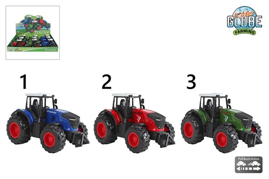 Kids Globe Tractor pull back circa 12cm ass.kleuren 