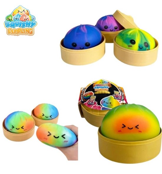 Kawaii Fidget Dumpling Foam 8½cm in Stoommand Regenboog 10cm 3+ 