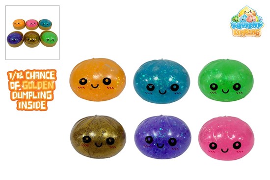 Kawaii Fidget Glitterslijm Dumpling 8½cm in Stoommand 10cm  