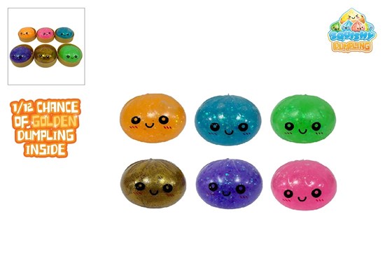 Kawaii Fidget Glitterslijm Dumpling 5,8cm in Stoommand 6½cm  