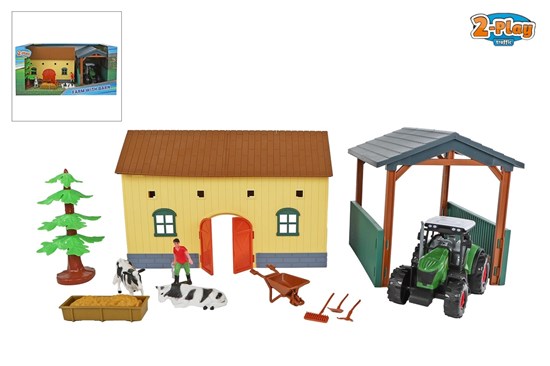 2-Play Boerderij met Schuur & Tractor circa 12x12½x18cm 