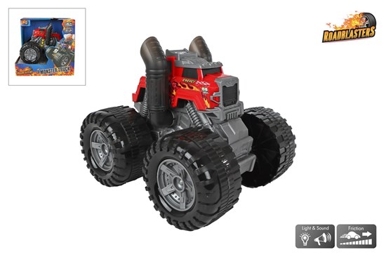 Roadblasters Monster Truck met Fricite, Licht en Geluid  circa 18cm Rood 