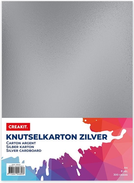 CreaKit Knutselkarton Zilver 8 Vellen 300grams 