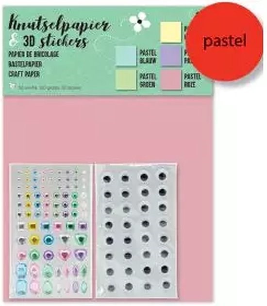 Knutselpapier Pastel + 3D stickers