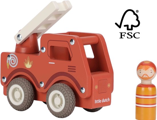 Little Dutch Brandweerladderwagen FSC hout 18mnd+ 