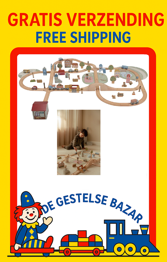 Little Dutch GROTE Houten Treinbaan set XL FSC 3+