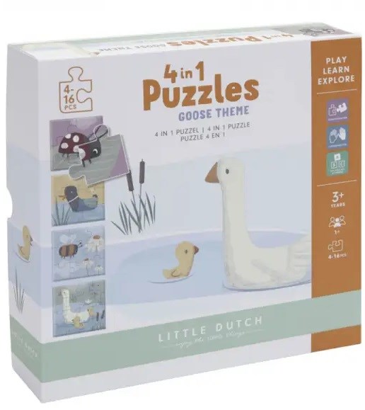 Little Dutch 4in1 Puzzel Ganzen Thema 2+