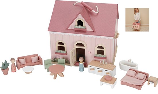 little dutch Draagbaar Houten Poppenhuis met Meubels 19dlg 3+ 