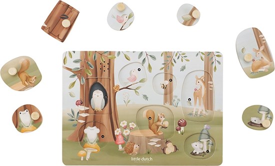 Little Dutch Geluiden Puzzel Forest Friends FSC Hout (2xAAA) 12mnd+