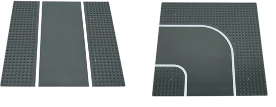1 x Bocht & 1 x Rechte Bouw/Wegenplaat voor Lego