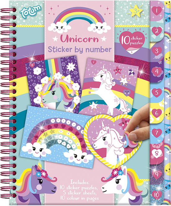 totum Unicorn Eenhoorn Sticker op Nummer boek 3+ 