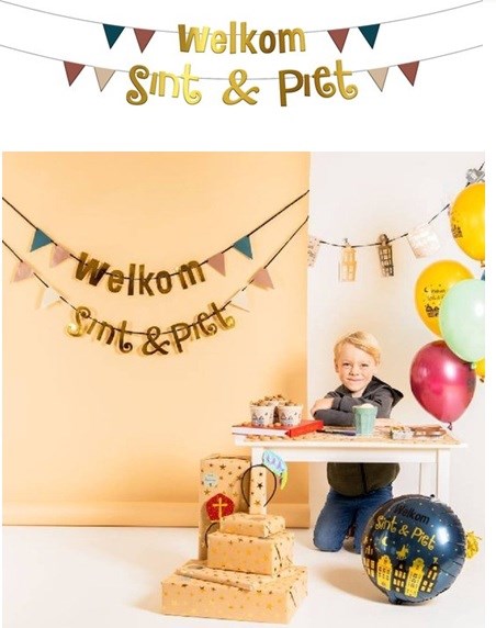 Letter Slinger Welkom Sint & Piet 2x1½mtr 