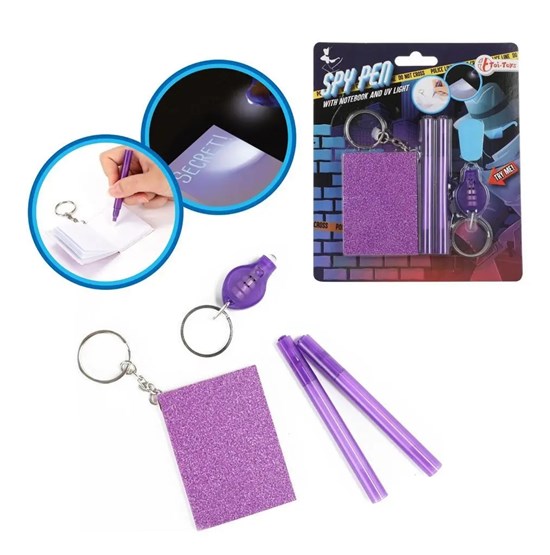 Notitieboek+UV lamp aan sleutelhanger met spy pen voor geheimschrift 6+ 