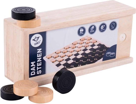 Longfield Damstenen in Houten Kistje circa 30mm ø   