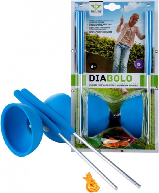 Diabolo Rubber met Metalen Stokjes blauw 6+ 