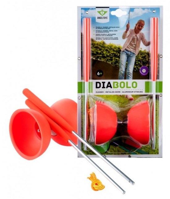 Diabolo Rubber met Metalen Stokjes rood 6+ 